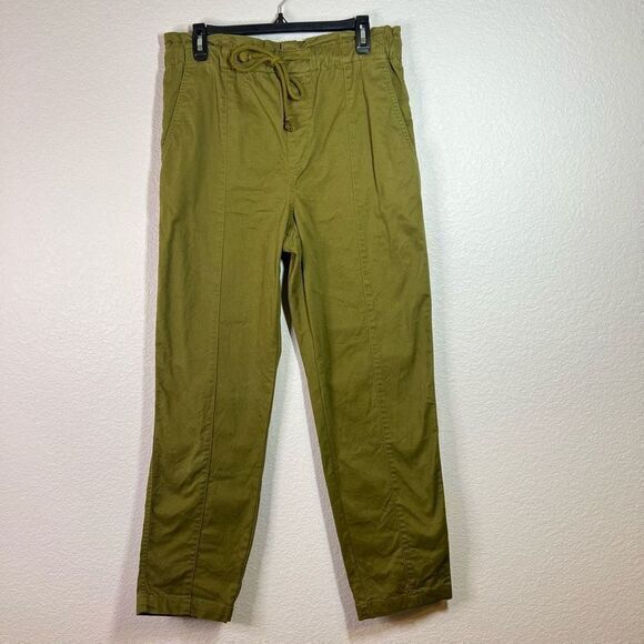 Loft Women's Tapered Pants Pull On Drawcord Pocket Stretch Olive Green Medium - Picture 2 of 9